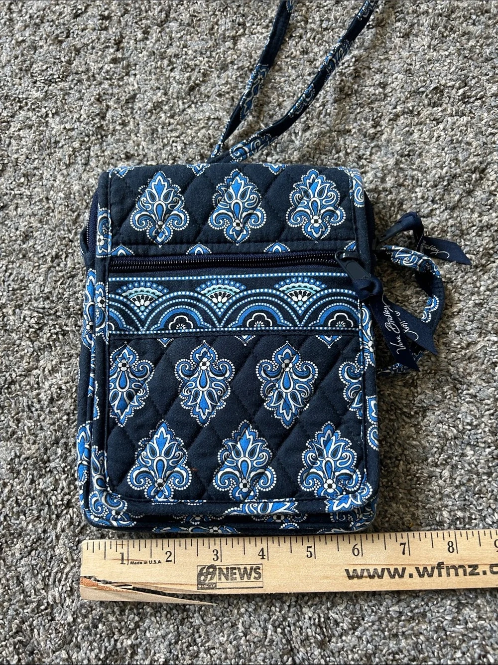 Vera Bradley Navy and Light Blue Quilted Crossbody with Matching Wallet